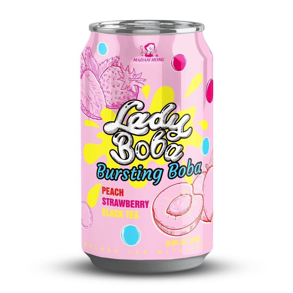 Lady Boba Peach Strawberry Black Tea 320ml (1x24)