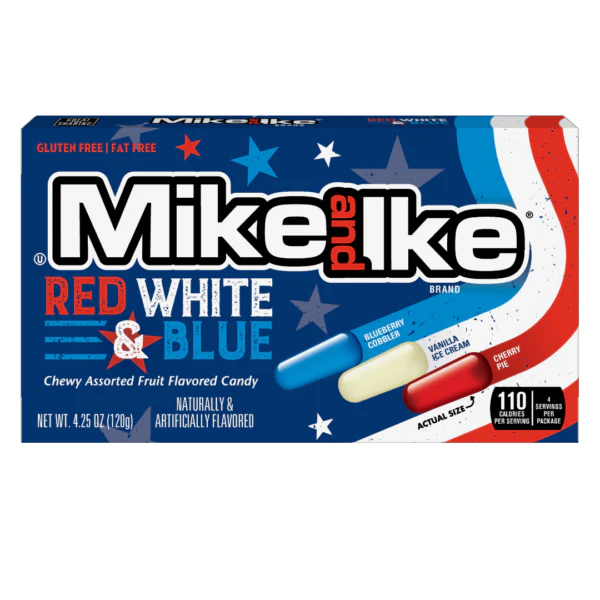 Mike and Ike Red, White & Blue 120g (1x12)